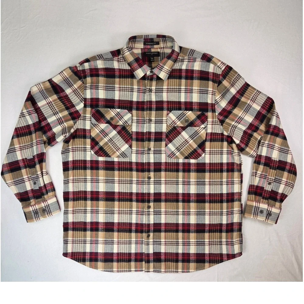 Banana Republic Cotton Flannel Button Down Long Sleeve Shirt Men XXL 2XL Fall